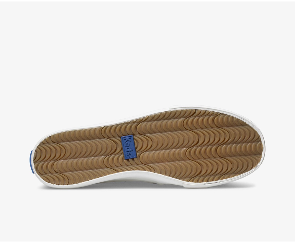 Slip Ons Keds Mujer Blancas - Double Decker Cuero - 370-ONAMJH